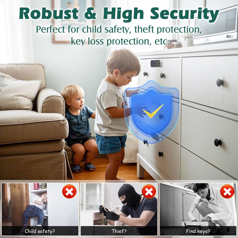 Smart Cabinet Lock, RFID Fingerprint Drawer Lock with Keypad Bluetooth APP, Biometric Electronic Digital Baby Proofing Cabinet Drawer Locks for Kitchen Cupboard Furniture Silver Horizontal