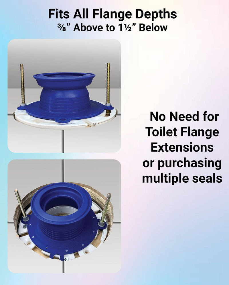 One N Done Toilet Flange Repair Kit - Complete Toilet Seal Repair For Wax Seal, Rubber Gasket Ring,Tool-Free Nuts Includes 3 1/2-Inch Locking Zinc Bolts, Easy Toilet Bowl Repair (Pack of1)