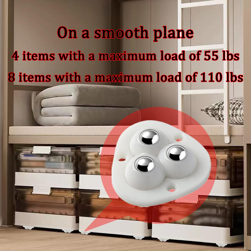 Self Adhesive Caster Wheels for Small Appliances, 360°Rotation Mini Caster Wheels for Furniture Storage Bins (4 PCS, White) Drcoevo 4 White 3 Ball Bearings