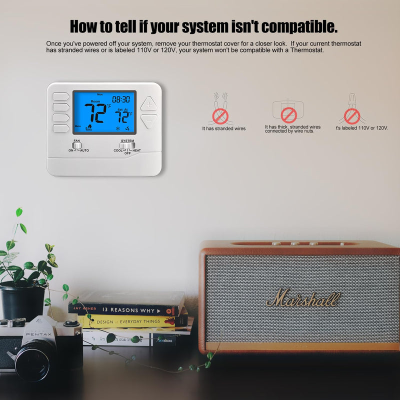 5-1-1 Day Programmable Thermostats for Home 1 Heat/ 1 Cool Conventional Single-Stage Systems 1 Heat/1 Cool Programmable Thermostat