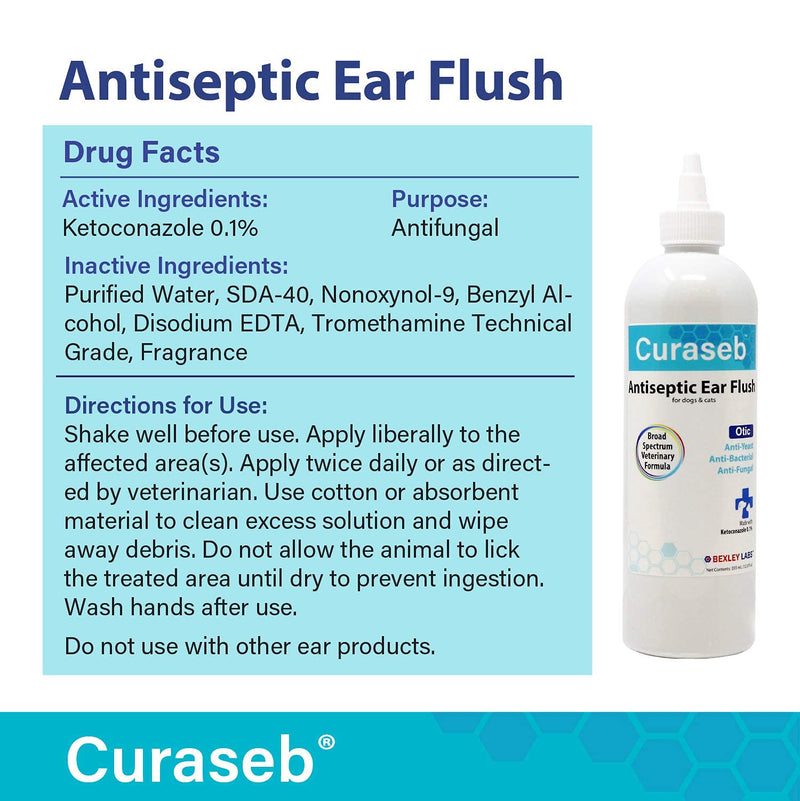 BEXLEY LABS Curaseb Cat & Dog Ear Infection Treatment - Stops Infections, Inflammation & Itchiness, Veterinary Strength 4oz (Pack of 1) - PawsPlanet Australia