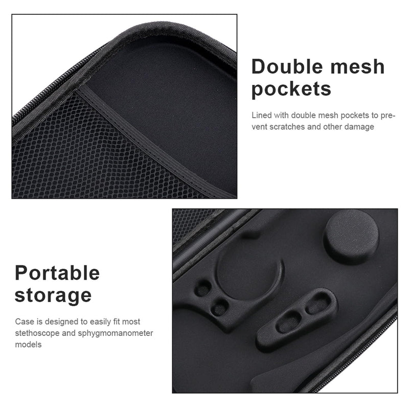 Ragyzity Hard Stethoscope Case, Shockproof Travel Storage Bag, Multi-Function EVA Carry Storage Organizer Box with Extra Mesh Pockets for Small Accessories, [Device NOT Included] -Black