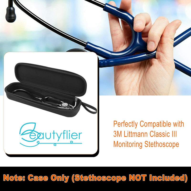 Beautyflier Stethoscope Case for 3M Littmann Classic III, Hard Travel Case for 3M Littmann Classic III Monitoring Stethoscope, EVA Stethoscope Carrying Case, Protecive Storage Box for Stethoscope