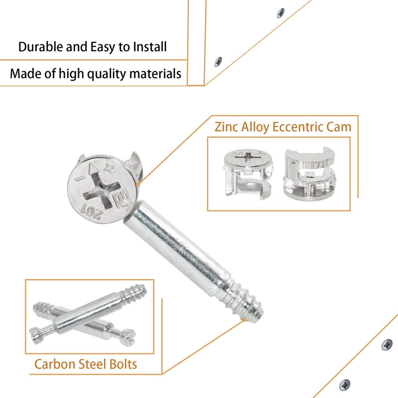 Flyshop Self-Tapping Furniture Cabinet Connector #261, 10 Sets | 15 x 12mm Cam Lock, M6 Threaded, 28mm Length Dowel, Connecting Fittings Connecting Fittings(Self-tapping)