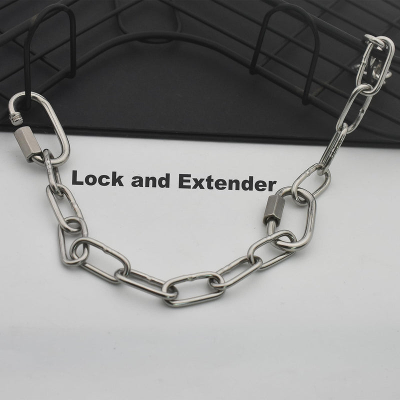 304 Stainless Steel Chain 5/32 in x 5 ft Closed Links Short Chain Weight with 2 Quick Carabiner Hooks Locking Pulling Towing for Outdoor Fence Pet Dog, 1 pcs (4mm x150cm)