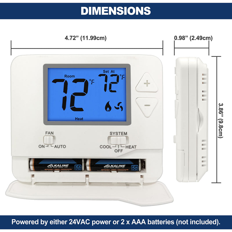 ELECTECK 2 Pack Non-Programmable Digital Thermostat for Home, up to 1 Heat/1 Cool with 4.5 sq. inch Display, Compatible with Single Stage Electrical and Gas/Oil System, White