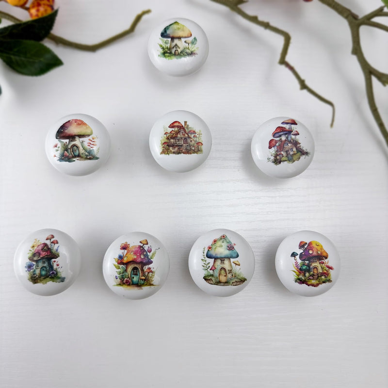 Mushroom Plant Ceramic Cabinet Knob 8Pack Nursery Vintage Unique Dresser Drawer Handles Furniture Hardware Pulls and Knobs 1.5 X 1.5 Inches