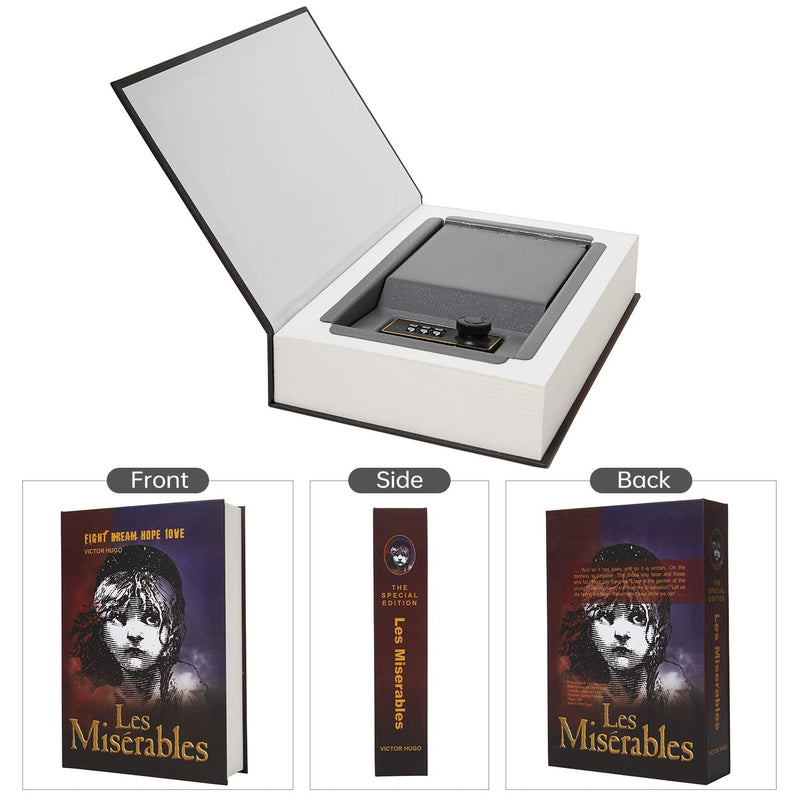 Real Paper Transfer Book Safe, Hollow with Secret Hidden Compartment, Combination Lock, 8.7"×6"×2" (Les Miserables-Combination) Les Miserables-Combination