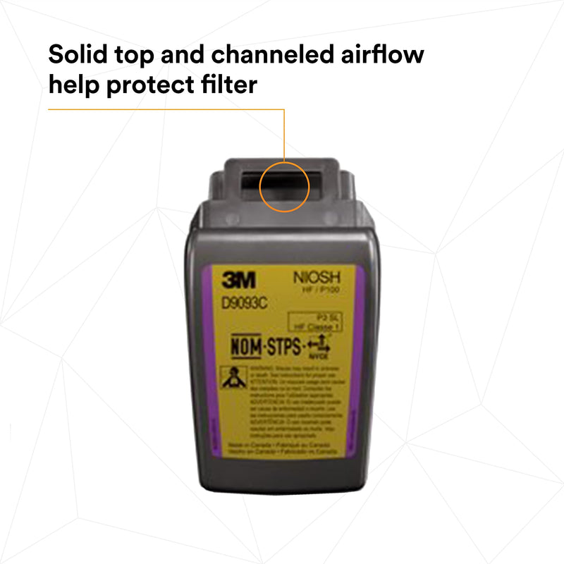 3M Secure Click P100 Particulate Filter D9093C, Hard Case, 1 Pair, NIOSH