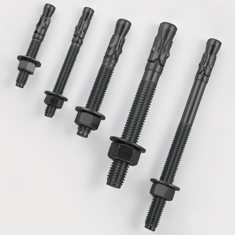 10Pcs 5/16x4 Inch Standard Fasteners for Heavy-Duty Black Wedge Anchors for Cement and Concrete 5/16*4" 10