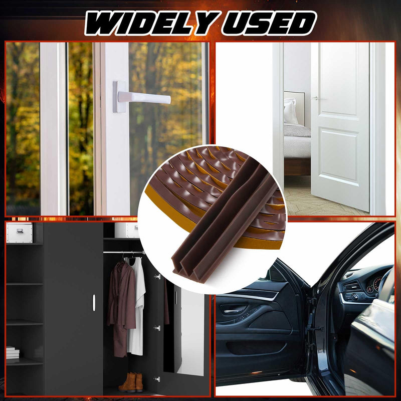 2 Roll Adhesive Backed Fire/Smoke Seal Flexible Silicone Weather Stripping Gasket Smoke Seal for Door Window Fireplace Commercial(0.5" W X 0.37" H X 17' L,3 Layer,Dark Brown) 0.5" W X 0.37" H X 17' L 3 Layer Dark Brown