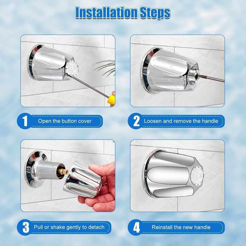 EEEKit Shower Knobs 3 Piece and Bath Tub Spout, Shower Knob Replacement Set with Four in One Tub Adapter Kit, Bathtub Spout Replacement for 1/2'', 3/4'' IPS Inside Thread
