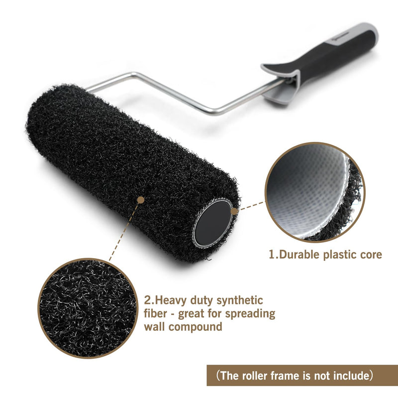 ROLLINGDOG 9" Drywall Compound Roller 2pcs roller sleeves with roller frame(pack of 3)