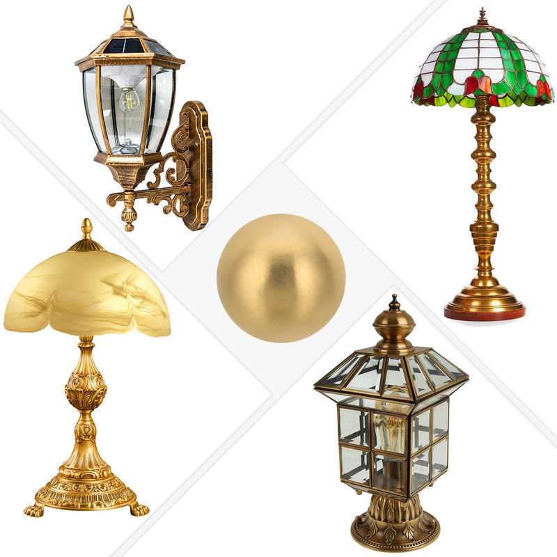 PATIKIL 17.5mm Brass Ball Lamp Finials Caps Knob, 2 Set Lamp Shade Decoration Screw Cap Nuts for Furniture Lighting