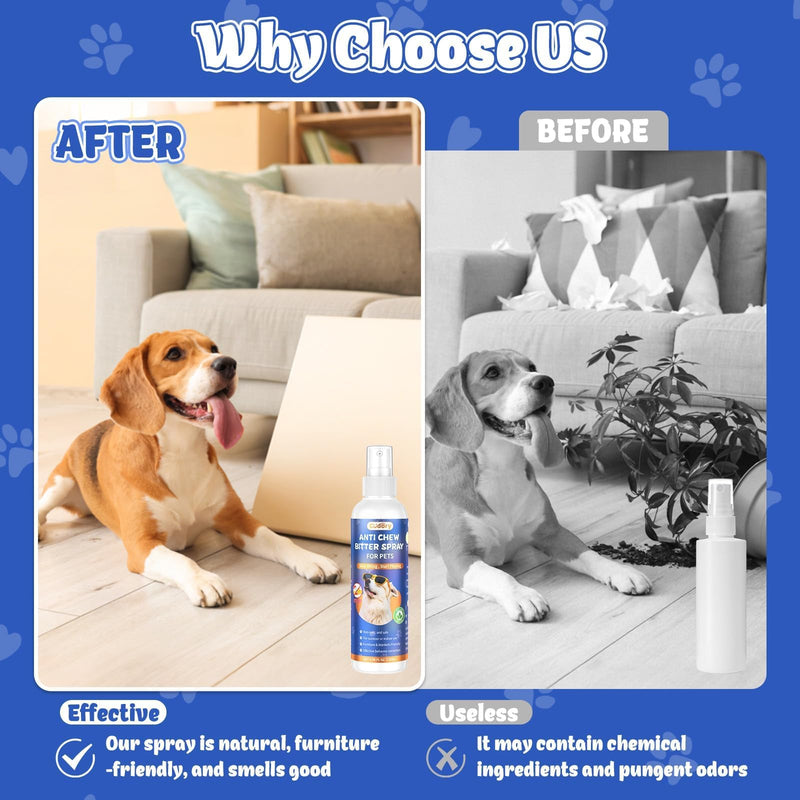 Cudory 2PCS Bitter Apple Spray for Dogs to Stop Chewing, No Chew Spray for Dogs & Cats Protect Furniture Shoes Belongings, Dog Deterrent Training Aids Spray Natural No Alcohol & Trace