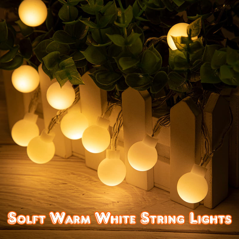 Enhon Patio Umbrella String Lights, Shatterproof Globe LED String Lights with Remote Control, 8 Lighting Modes, Battery/USB Powered, Waterproof Hanging Light Decorate for Patio Warm White