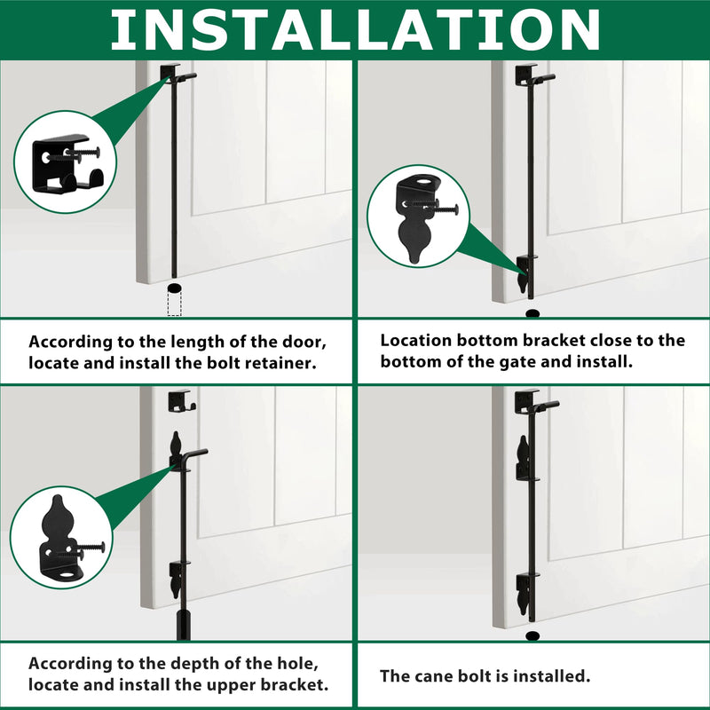 36" Heavy Duty Cane Bolt Gate Drop Rod for Vinyl Gate Latch, Cane Bolts for Gates for Wood PVC Vinyl Metal Fences Gates-1 Pack 36 Inch-1 Pack