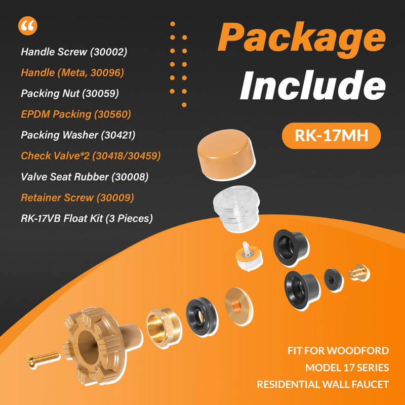 RK-17MH Repair Kit, Metal Handle fit for Woodford Model 17 Outdoor Faucets, Wall Hydrant Repair Kit Frost-Proof Design (12Pcs) RK-17MH - NewNest Australia