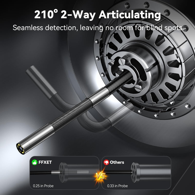 Two-Way Articulating Borescope, Endoscope Camera with Light, 1080P Industrial Inspection Camera with 4.3" Screen, 5FT Flexible Snake IP67 Waterproof Scope for Automotive, Wall, HVAC & Mechanics