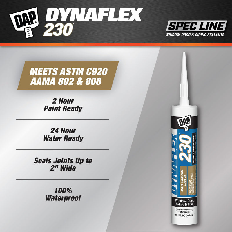DAP Dynaflex 230 Premium Elastomeric Sealant, White WT099, 10.1 Oz (7079807102)