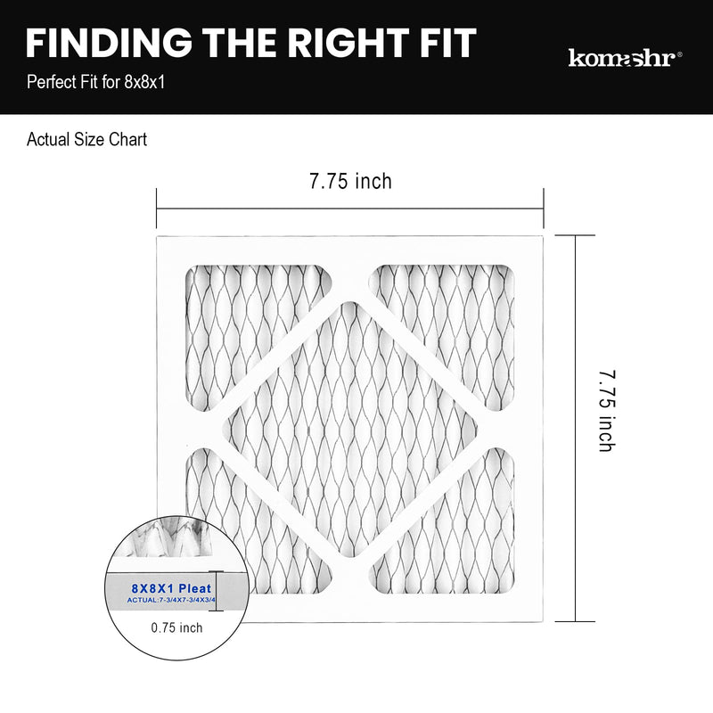 8x8x1 Air Filter MERV 11 (4-Pack), HVAC/Furnace Ac FilterReplacement, Dust Defense-comparable with MPR 1000 & FPR7 (Actual 7.75x7.75x0.75) 4-PACK 8X8X1