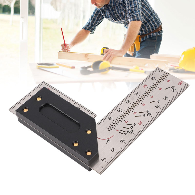 POCREATION Stainless Steel Woodworking Square Ruler,100mm / 3.94in Right Angle Measuring Tool with Marking Holes,Precision Layout Tool for Carpentry, DIY & Woodcraft
