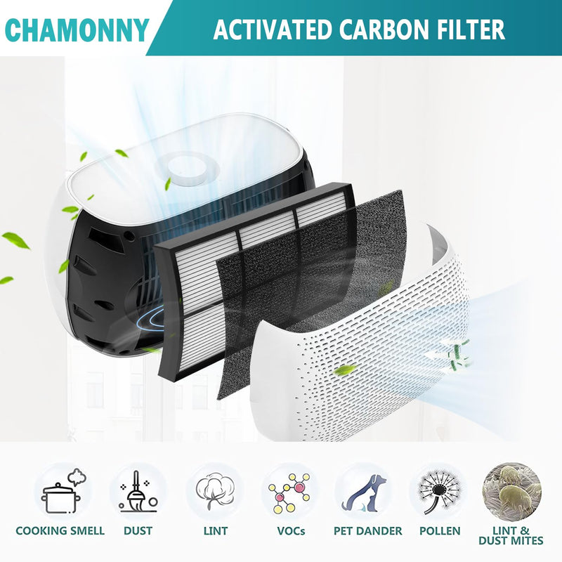 Breeze Tabletop Filter Replacement PECOMPAP, Compatible with Pure Enrichment PureZone Breeze Tabletop 2-in-1 Air Purifier, 2 H13 True HEPA Filter + 4 Activated Carbon Pre-filters