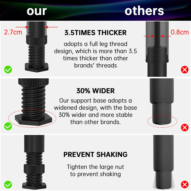 4PCS Adjustable Bed Frame Support Legs ( (8.3"-14.5" ), Frame Center Slats Heavy Support Leg, Extra Durable Furniture Suport Feet, for Frame/Sofa/Dresser/Chair/Table, Legs Furniture Replacement Parts 4pcs (8.3"-14.5")