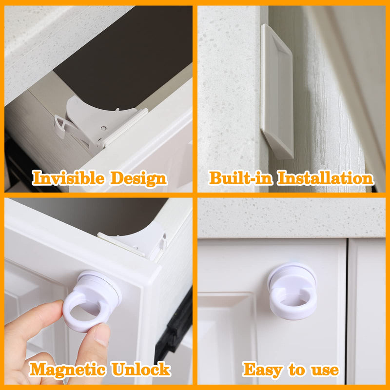 Kingdder 4 Sets Magnetic Cabinet Locks Keys Baby Proofing Child Safety Magnet Drawer Replacement Keys Universal Magnetic Key for Drawers and Cabinets (Locks Not Included)