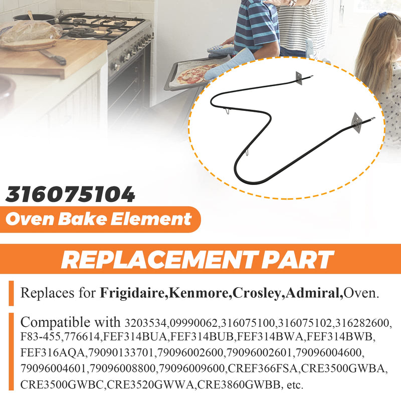 316075104 Oven Bake Heating Element Replacement by Beaquicy for Frigi-daire, Ken-more Range Replaces Numbers 316075103, 3203534, 09990062, 316075100, 316075102, 316282600