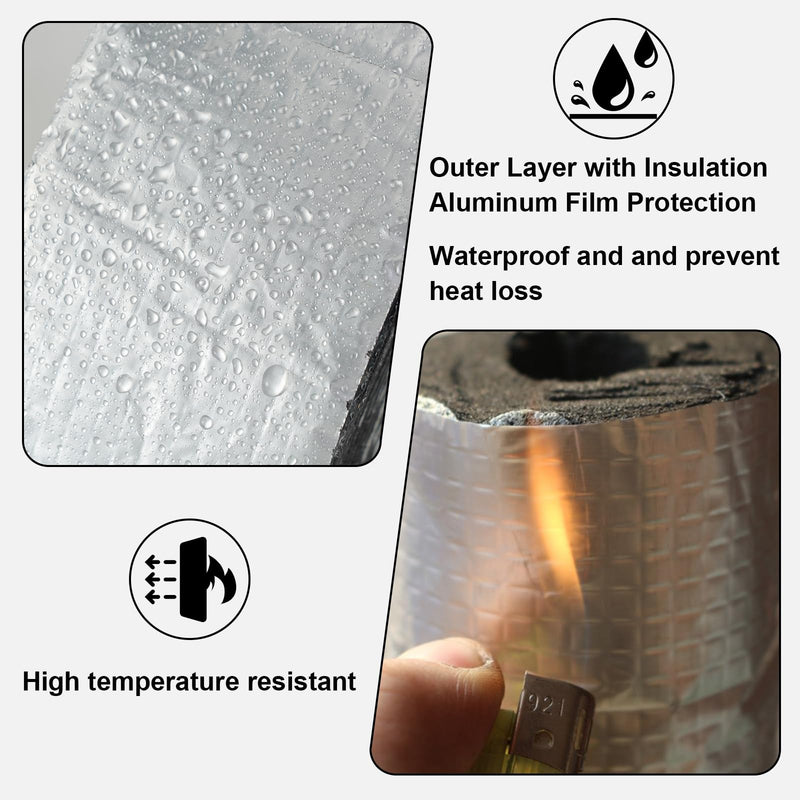 2 Pieces Pipe Insulation Tape 2.95" Wide X 29.5Ft Aluminum Foil Pipe Insulation Wrap Winter Indoor and Outdoor Self-Adhesive Pipe Wrap Water Pipe for Frost Protection and Insulation