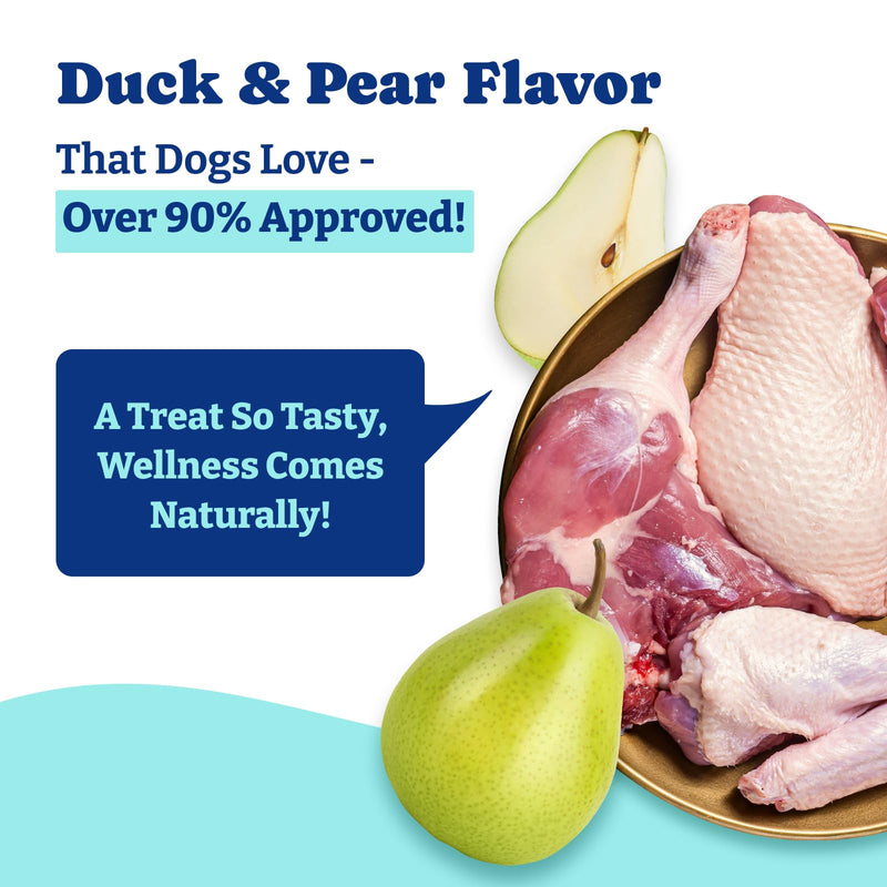 Eye Supplement for Dogs - 120 Soft Chews Dog Vision Supplement with Cod Liver Oil, Antioxidants & Omega 3 Fatty Acids - Eye Vitamins for Dogs - Duck & Pear Flavor blue-tear stain