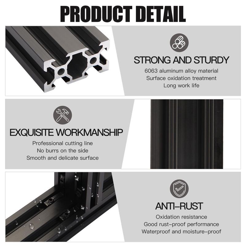 2pcs 350mm V Slot 2040 Aluminum Extrusion European Standard Anodized Black Linear Rail for 3D Printer Parts and CNC DIY (13.8inch) 2PCS 2040V