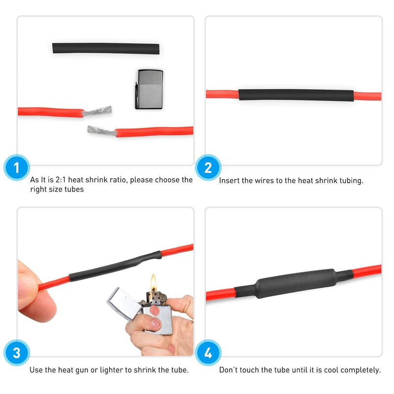 Nilight - 50005R Heat Shrink 2:1 Electric Insulation Tube Kit 45mm Flame Retardant Wrap Cable Sleeve 560pcs 5 Colors 12 Sizes with Storage Box，2 Years Warranty 560Pcs 2:1 Heat Shrink Tubing