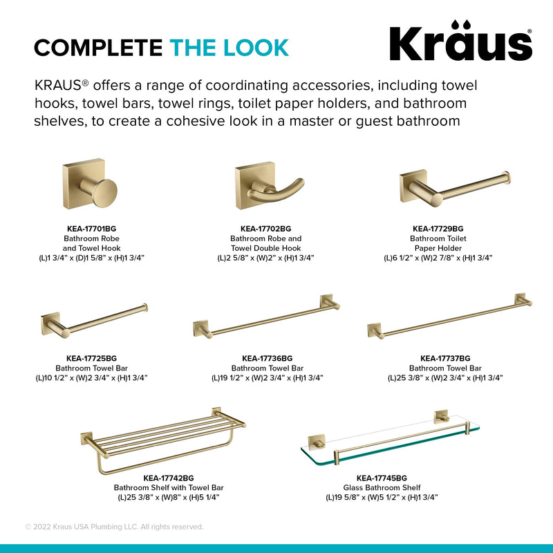 KRAUS Ventus Bathroom Shelf Towel Rack with Towel Bar, Brushed Gold Finish, KEA-17742BG