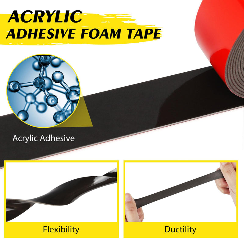 EMITEVER Double Sided Adhesive Tape Heavy Duty, Acrylic Foam Mounting 16.4FT X 1IN, Waterproof & Strong Double Stick, Strip Tape for Home Office Decor 16.4ftx1in - NewNest Australia