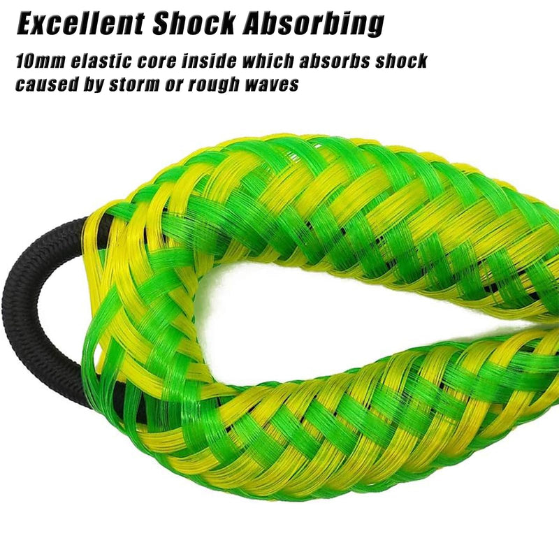 4 Ft Bungee Dock Line for Boats,Built-in Snubber,Dock Lines with Stainless Steel Clip,Scalable Boat Accessories Suitable for Kayak,Jet Ski,Pontoon, Canoe, Power Boat (Green with Hook 2P) Green with hook 2P