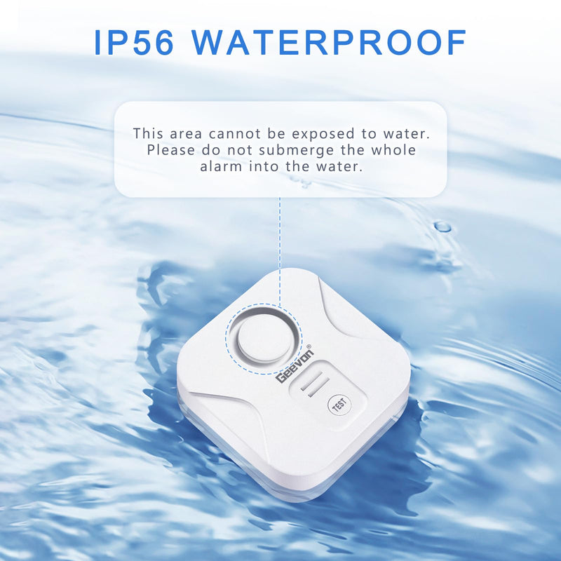 Geevon 2 Pack Water Leak Detectors for Home, 100dB Loud Water Sensor Alarm Leak Detectors with Drip Alert for Kitchen, Basements, Laundry Rooms, IP56 Waterproof(Battery Included) Water Drip & Leak Sensors 2 Pack