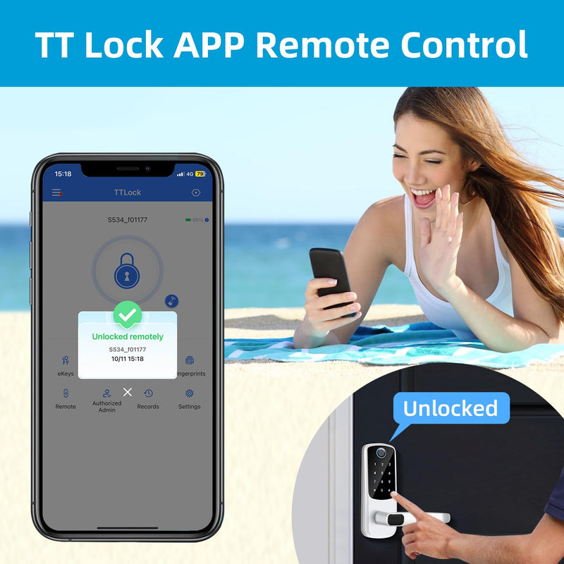 Smart Lock G2 WiFi Gateway,Keyless Entry Door Lock & TT Lock App Bluetooth Remotely Control, Paired with Smart Door Lock WiFi Gateway Smart Hub Compatible with Alexa Voice Control