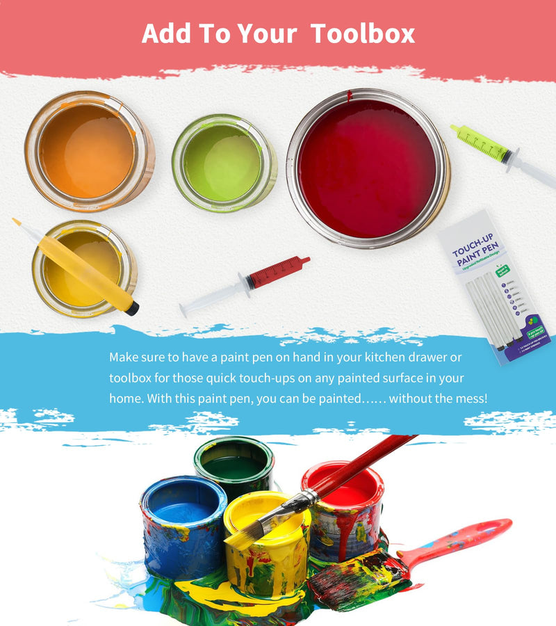 Fillable Touch Up Paint Pen Brush, 3 Pcs Paint Pen for Wall Touch Up, Refillable Paint Pens for Walls, Wood Floors, Cabinets, Windows, Doors (6 Pcs(Pack of 1)) 6 Pcs(Pack of 1)