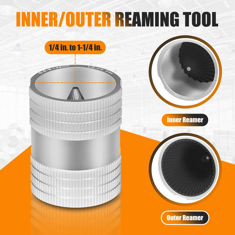 1/4" to 1-1/4" Inner/Outer Reaming Tool, Replace for 29983 Model 223S Reamer, Ream/Deburr/Bevel Aluminum, Copper, Stainless Steel Tubing and Pipe