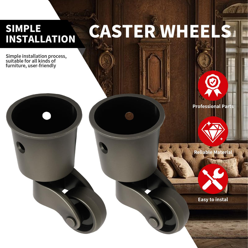 Anxingo 4 PCS Antique Cyan Alloy Caster Cups Wheels, 360-degree Swivel Pulley, Suitable for Classical Furniture, Piano Legs, Coffee Tables, Bookshelves