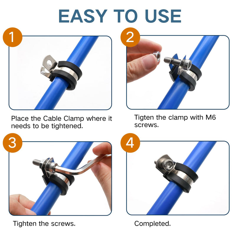 1/2 Inch Cable Clamp, 25 Pack Stainless Steel Wire Clamp, Rubber Metal Hose Clamps for Wire Line Clips, Pipe, Hose Bracket, Tube Holder (14mm) 14mm (1/2 Inch)