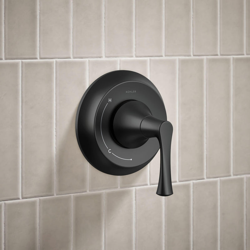 Kohler TLS35938-4-BL Buckley™ Rite-Temp® shower trim kit, without showerhead, Matte Black Rectangular