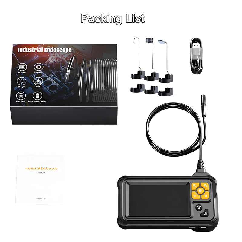 1080P HD Industrial Endoscope Camera with 4.3" IPS Screen & Light, 16.5FT IP67 Waterproof Snake Borescope for Pipe, Sewer, Drain, Plumbing & Automotive Inspection (No Photo/Video)
