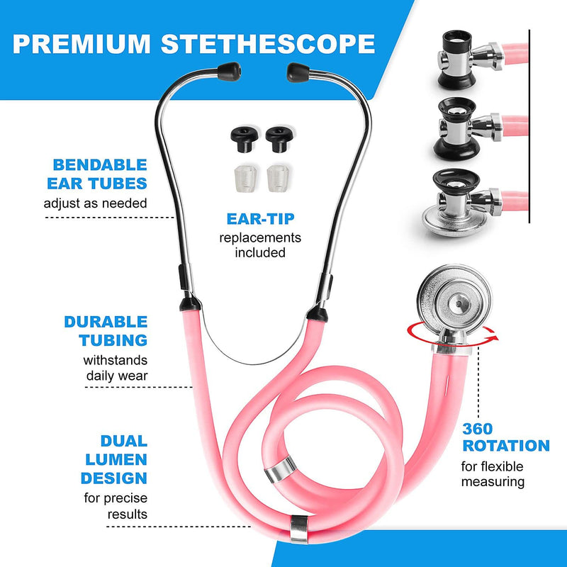 Primacare KB-9297-PK Pink Stethoscope Case, Supplies NOT Included, for Stethoscopes and Medical Supplies, Multiple Compartments, Portable and Lightweight First Aid Kit Bag, Accessories for Nurses