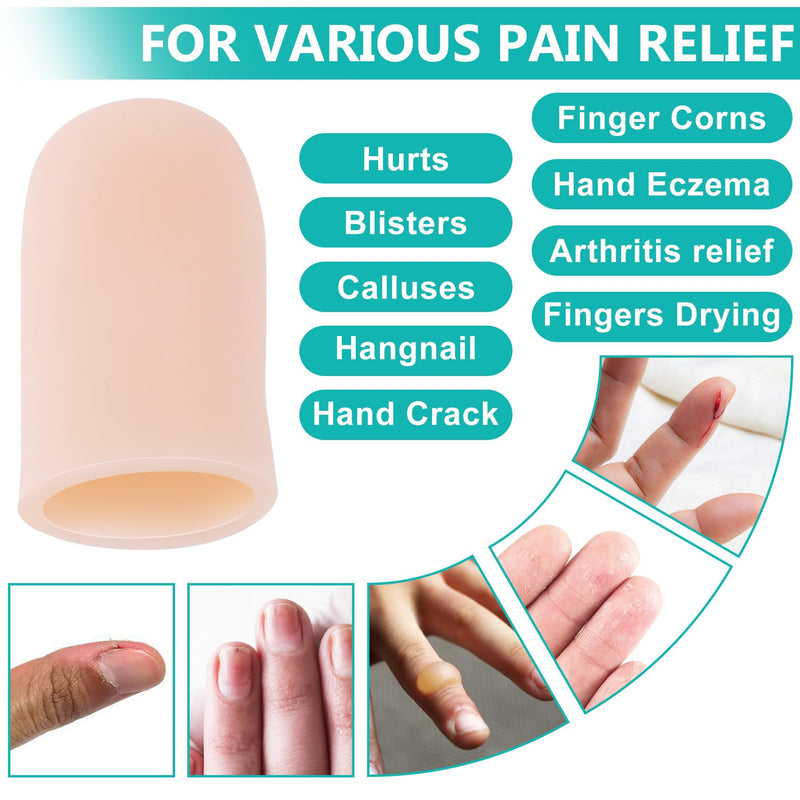 10PCS Silicone Finger Protectors, Gel Finger Support Cots, Fingertips Protection, Finger Sleeves, Short Thumb Guard for Finger Arthritis Cracking Pain Relief