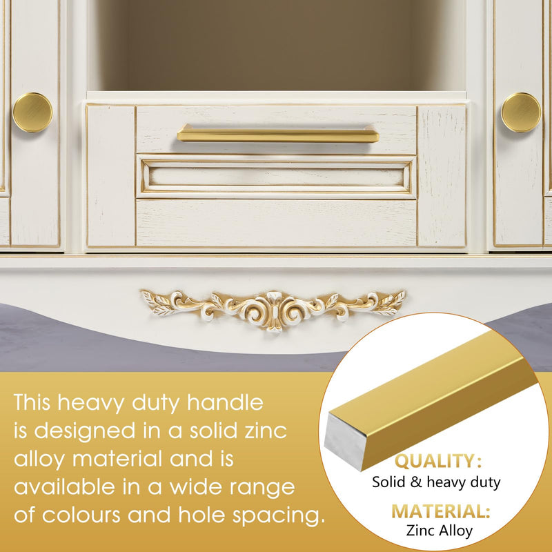 Brushed Gold Zinc Alloy Solid Cabinet Pulls 12-3/5 Inch(320mm) Hole Center,Dresser Cabinet Handles Luxury Cabinet Pull Hardware for Bedroom, Kitchen 6 Pack 2401 12-3/5 In Hole Centers Brushed Gold