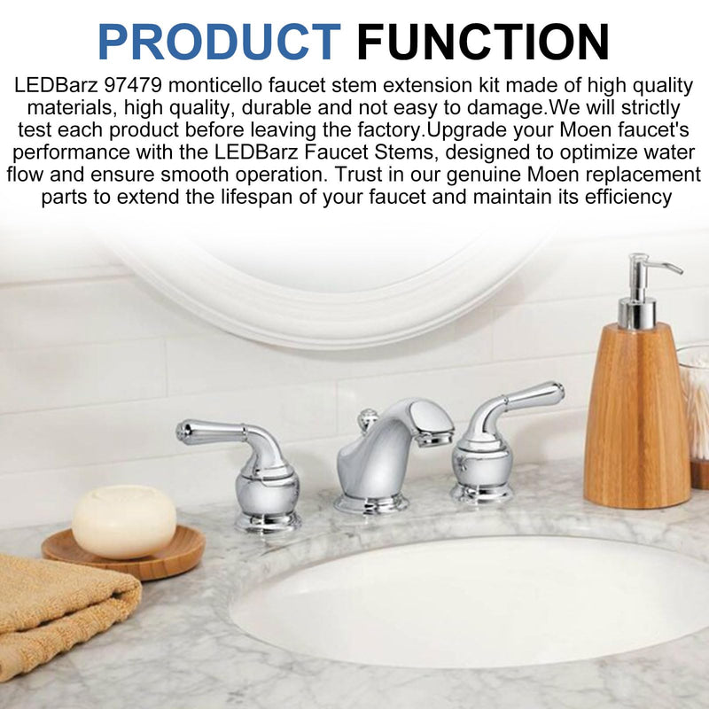 2025 Upgrade 97479 Stem Extension Kit for Moen Monticello Series Widespread Bathroom Sink Faucet replacement parts for Moen 1222 1224