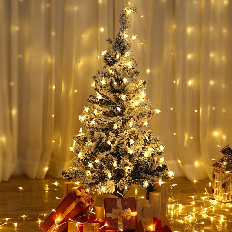ANJAYLIA 20 LED Star String Lights 10 FT Fairy Christmas Lights Battery Operated for Indoor & Outdoor, Party, Wedding and Holiday Decorations Warm White 10 Feet